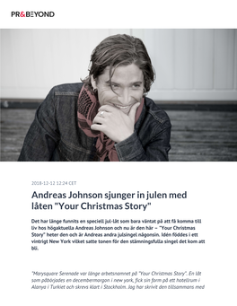 Andreas Johnson Sjunger in Julen Med Låten "Your Christmas Story"