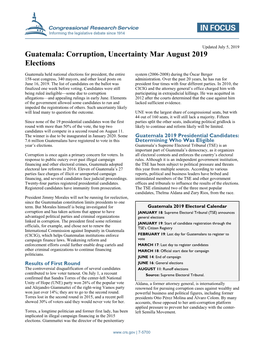 Guatemala: Corruption, Uncertainty Mar August 2019 Elections