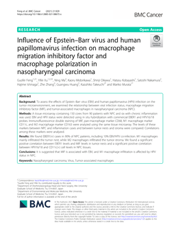 Influence of Epstein–Barr Virus and Human Papillomavirus Infection On