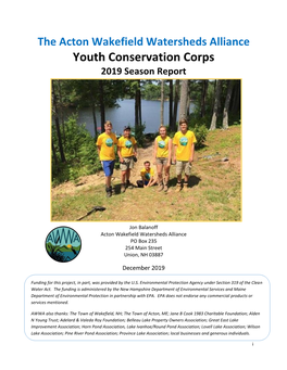 Youth Conservation Corps 2019 Season Report