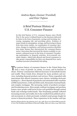 A Brief Postwar History of U.S. Consumer Finance