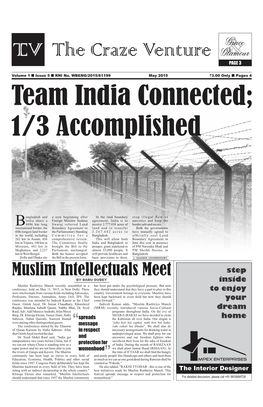 May 2015 `3.00 Only  Pages 4 Team India Connected; 1/3 Accomplished