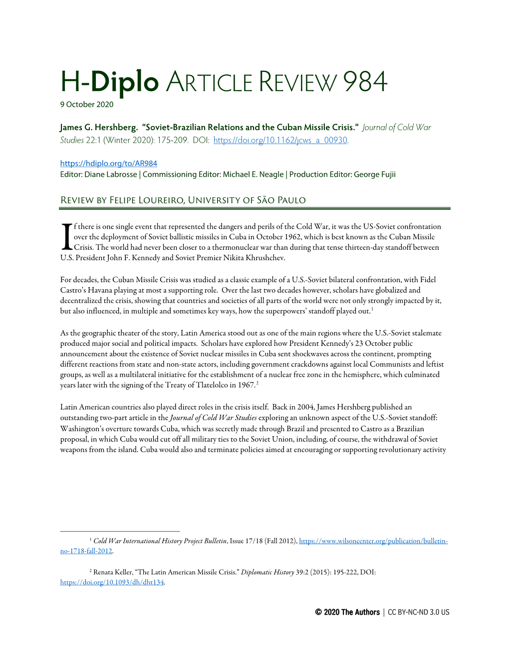 H-Diplo ARTICLE REVIEW 984 9 October 2020