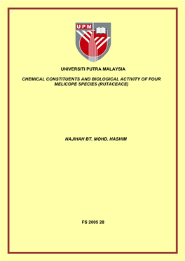 Universiti Putra Malaysia Chemical Constituents And
