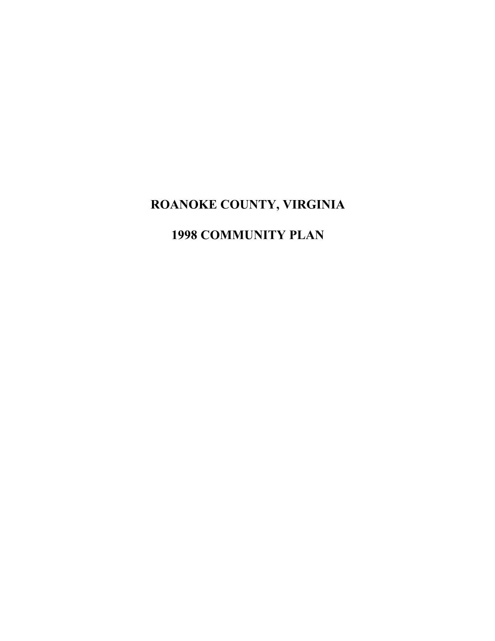 Roanoke County, Virginia 1998 Community Plan