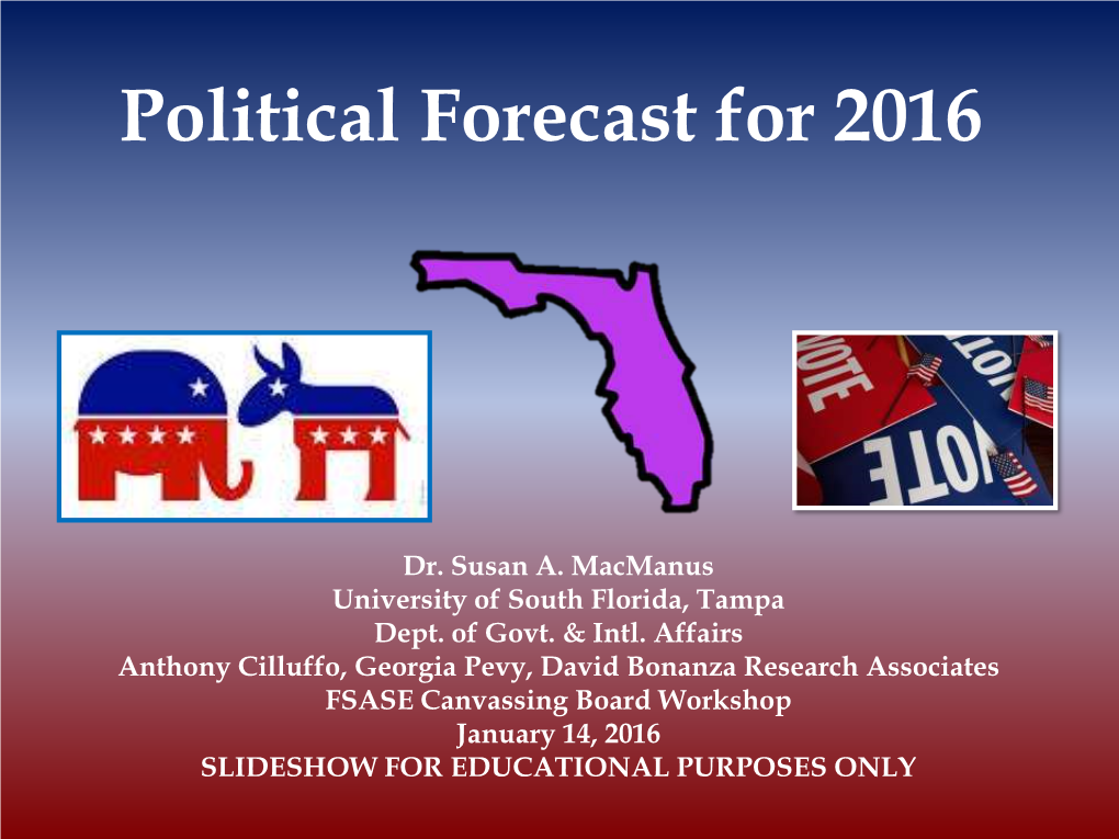 Political Forecast for 2016
