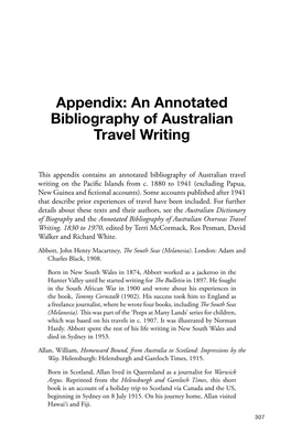 An Annotated Bibliography of Australian Travel Writing