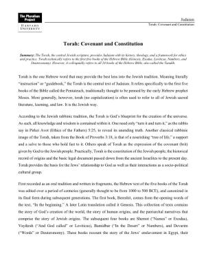 Torah: Covenant and Constitution