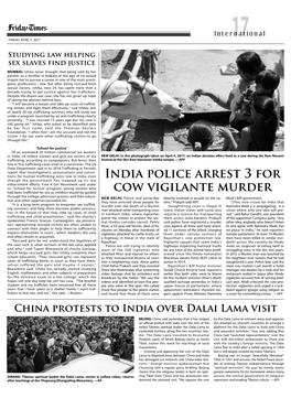 India Police Arrest 3 for Cow Vigilante Murder