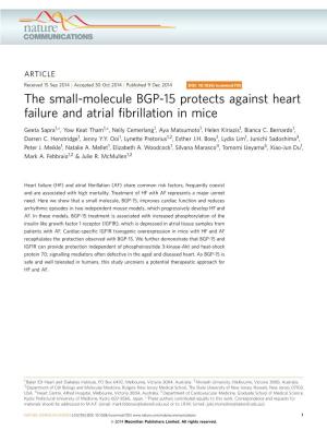 The Small-Molecule BGP-15 Protects Against Heart Failure and Atrial ﬁbrillation in Mice