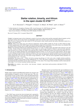 Stellar Rotation, Binarity, and Lithium in the Open Cluster IC 4756⋆⋆⋆