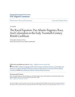 The Racial Equation: Pan-Atlantic Eugenics, Race, and Colonialism in the Early Twentieth Century British Caribbean