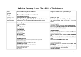 Swindon Deanery Prayer Diary 2019 – Third Quarter