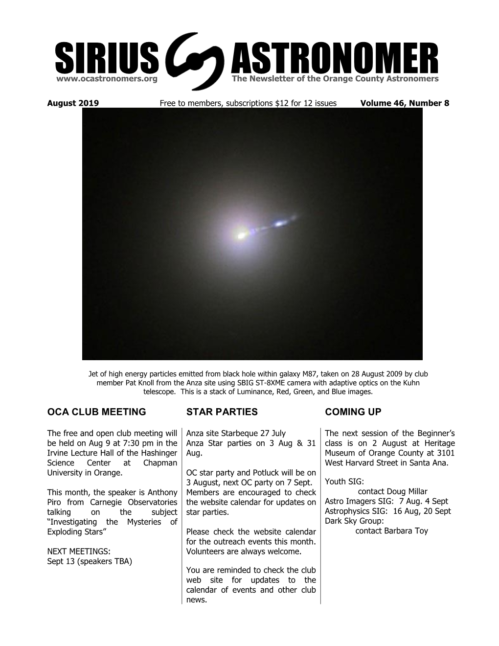 SIRIUS ASTRONOMER the Newsletter of the Orange County Astronomers