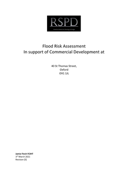 Flood Risk Assessment in Support of Commercial Development At