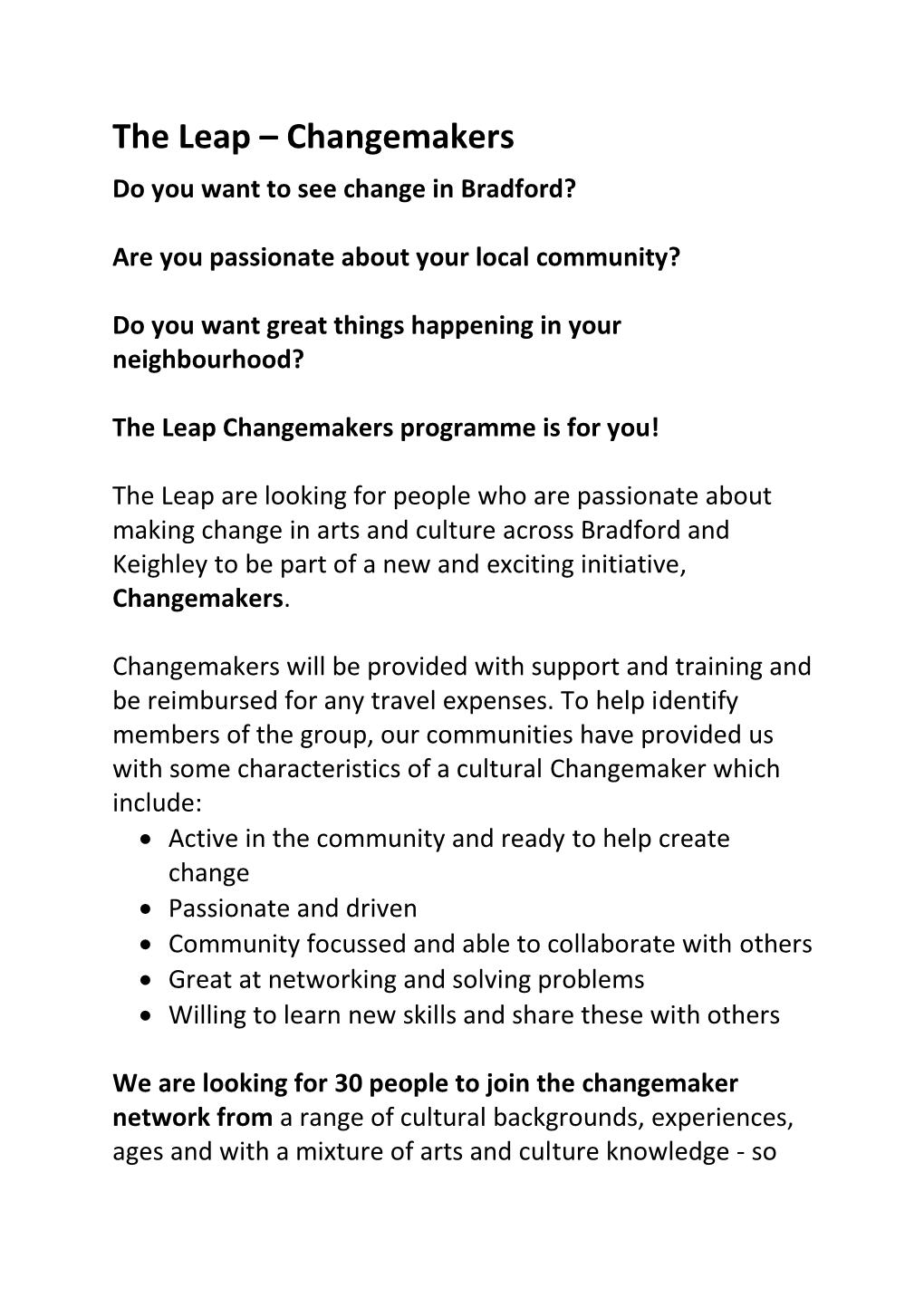 Changemakers Do You Want to See Change in Bradford?
