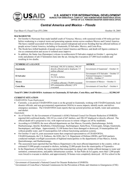 USAID Fact Sheet #3 Central America and Mexico Floods 10/18/05