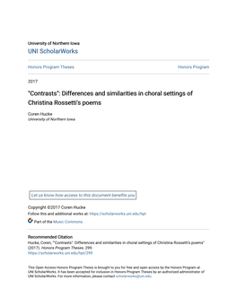 Differences and Similarities in Choral Settings of Christina Rossetti's Poems