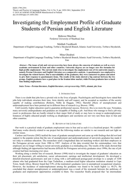 Investigating the Employment Profile of Graduate Students of Persian and English Literature