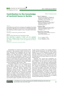 Stanković Et Al., 2019, Biologica Nyssana 10(1)