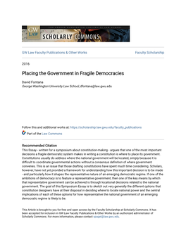 Placing the Government in Fragile Democracies