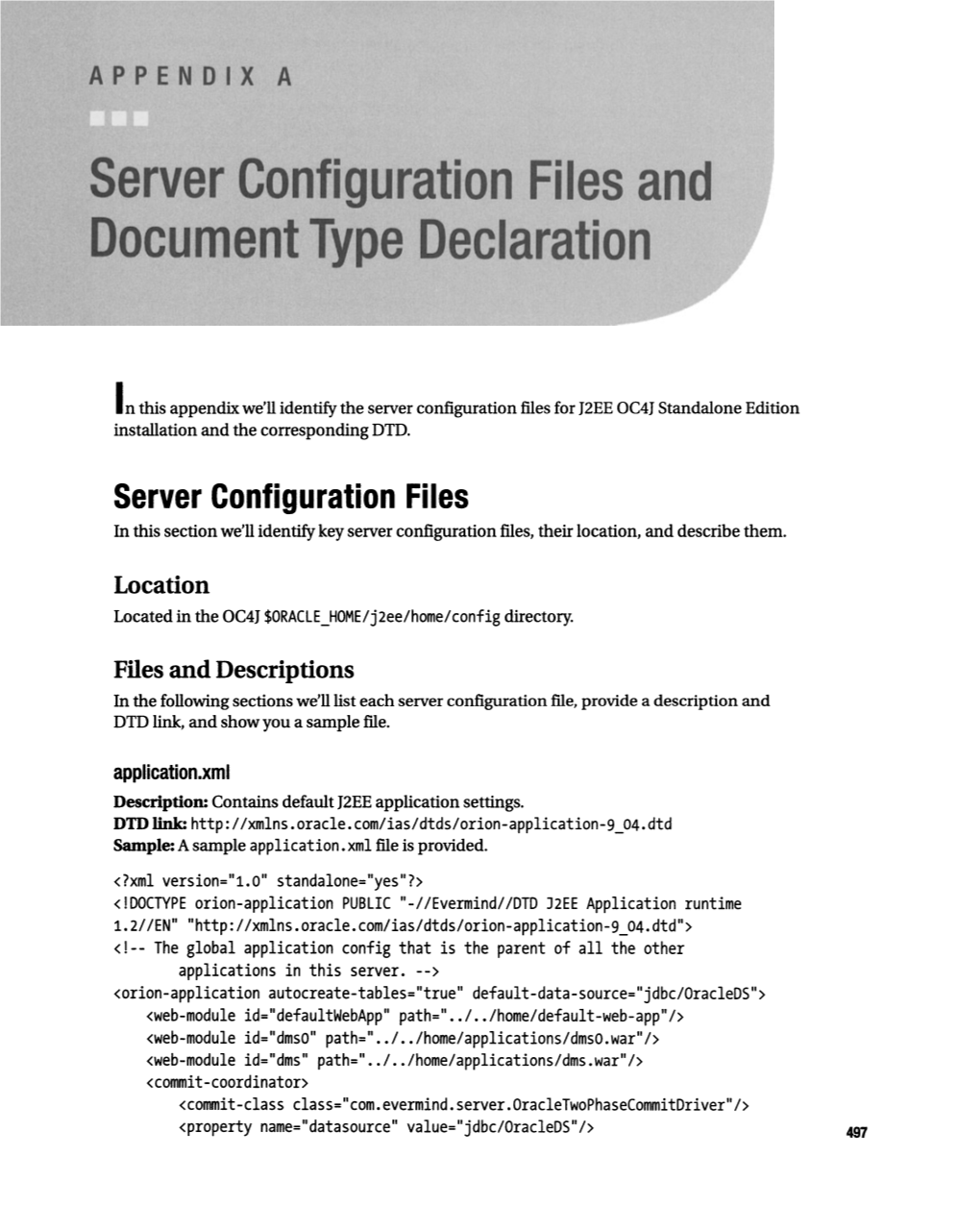 Server Configuration Files and Document Type Declaration