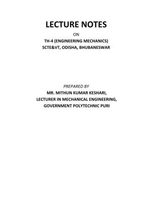 Lecture Notes on Engg Mechanics