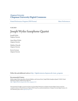 Joseph Wytko Saxophone Quartet Joseph Wytko Chapman University