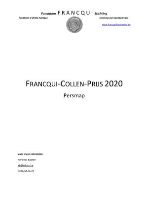 FRANCQUI-COLLEN-PRIJS 2020 Persmap