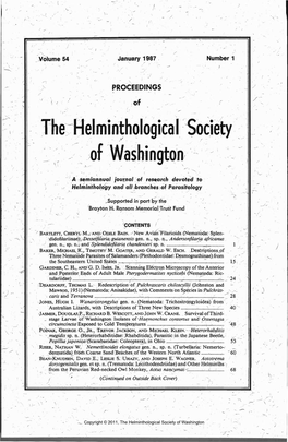 Proceedings of the Helminthological Society of Washington 54(1) 1987