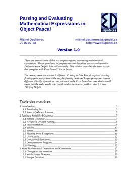 Parsing and Evaluating Mathematical Expressions in Object Pascal