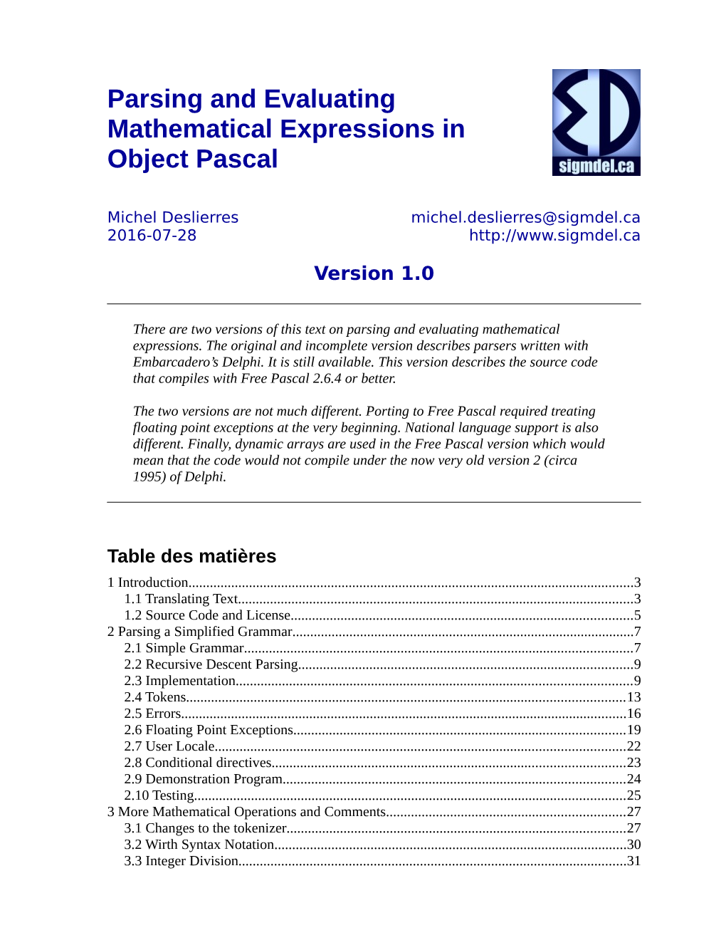 Parsing and Evaluating Mathematical Expressions in Object Pascal