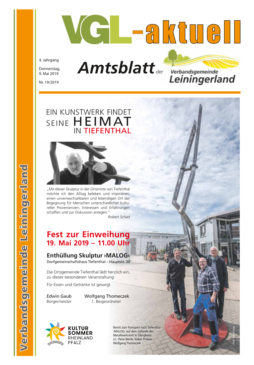 Verbandsgemeinde Leiningerland Verbandsgemeinde Ausgabe 19/2019 - 2 - 9