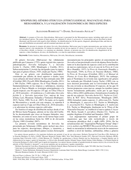 Sinopsis Del Género Sterculia (Sterculioideae, Malvaceae) Para Mesoamérica, Y La Validación Taxonómica De Tres Especies