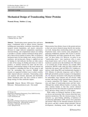 Mechanical Design of Translocating Motor Proteins