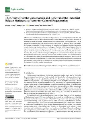 The Overview of the Conservation and Renewal of the Industrial Belgian Heritage As a Vector for Cultural Regeneration
