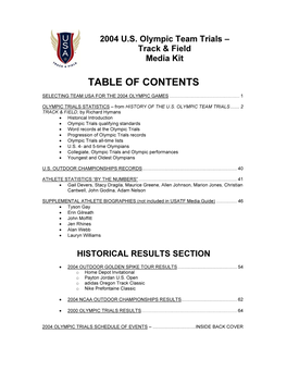 Table of Contents