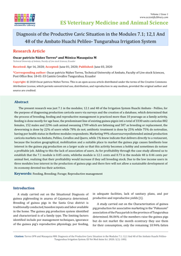 Diagnosis of the Productive Cavic Situation in the Modules 7.1; 12,1 and 48 of the Ambato Huachi Pelileo- Tungurahua Irrigation System