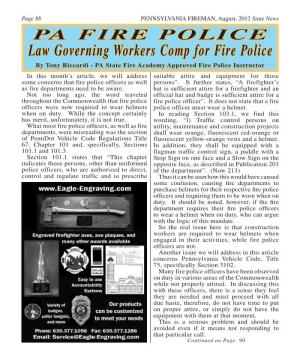 Law Governing Workers Comp for Fire Police