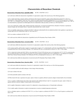 Characteristics of Hazardous Chemicals