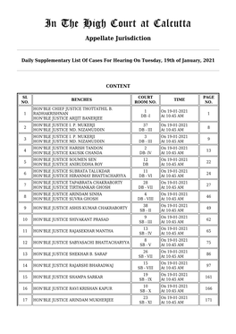 Daily Cause List Dated 19.01.2021