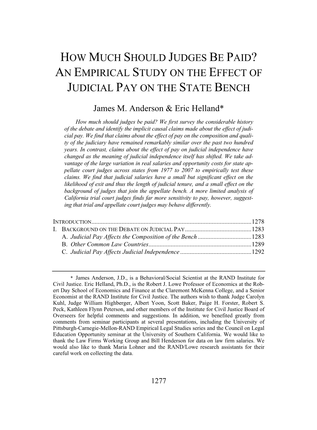 An Empirical Study on the Effect of Judicial Pay on the State Bench