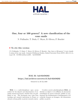 One, Four Or 100 Genera? a New Classification of the Cone Snails N