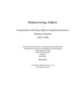 Rediscovering Addicts — Constructions of the Drug Addict in English and American Narrative Literature (1822–1999)