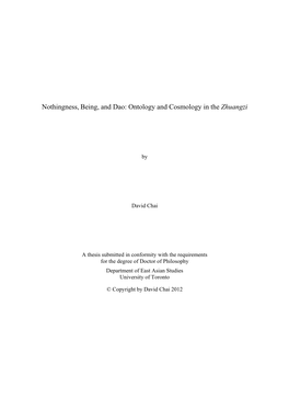 Nothingness, Being, and Dao: Ontology and Cosmology in the Zhuangzi