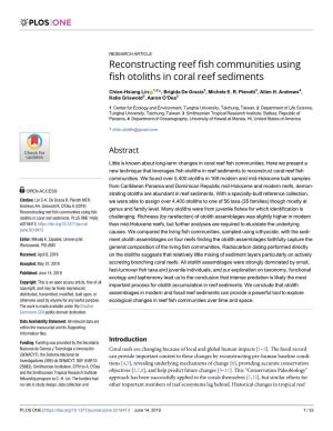 Reconstructing Reef Fish Communities Using Fish Otoliths in Coral Reef Sediments