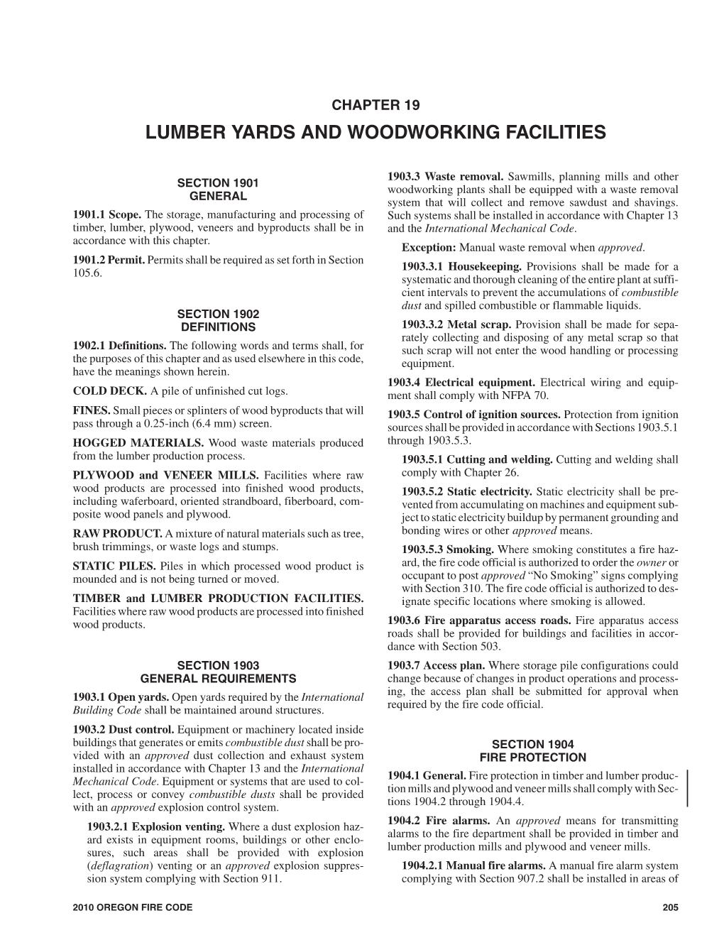 Chapter 19 Lumber Yards and Woodworking Facilities