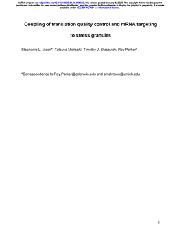 Coupling of Translation Quality Control and Mrna Targeting to Stress