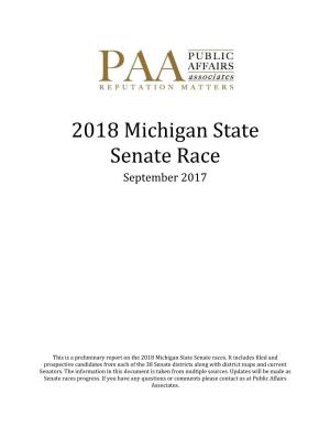 2018 Michigan State Senate Race September 2017