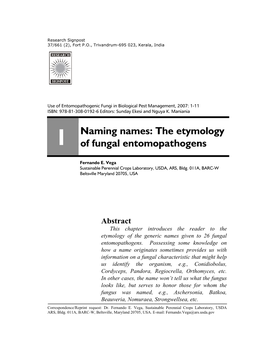 1 Naming Names: the Etymology of Fungal Entomopathogens